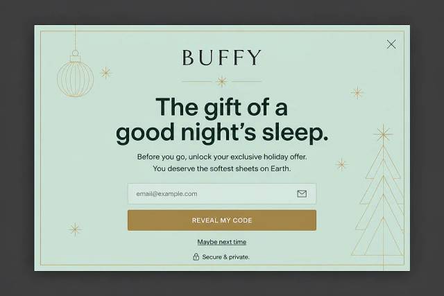 Minimalist Mistletoe — popup concept inspired by buffy.co