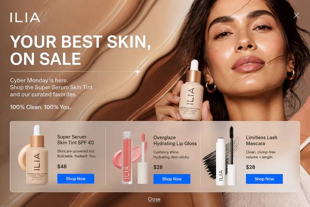 Luminous Fullscreen — popup concept inspired by iliabeauty.com