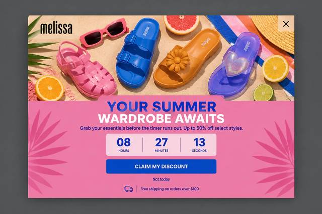 Vibrant Color Blocking — popup concept inspired by shopmelissa.com