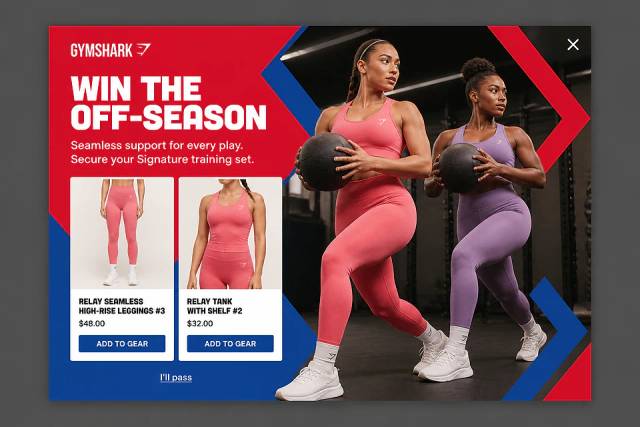 Victory Formation — popup concept inspired by gymshark.com