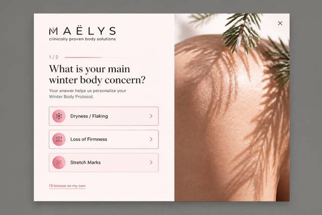 Hydration Quiz — popup concept inspired by maelyscosmetics.com