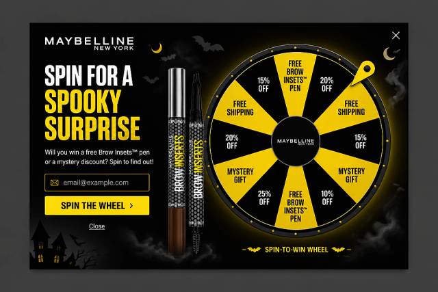 Spooky Spin-to-Win — popup concept inspired by maybelline.com