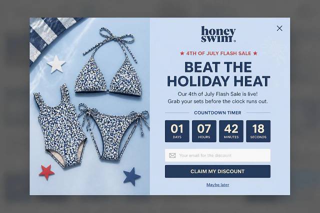 Holiday Countdown — popup concept inspired by honeyswim.co