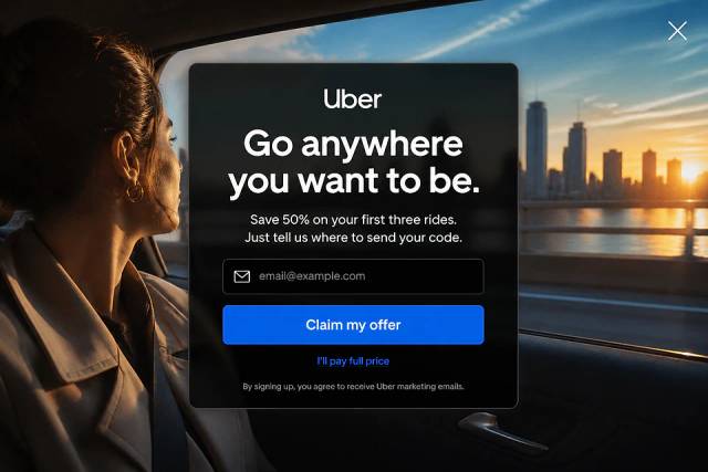 Motion & Destination — popup concept inspired by uber.com