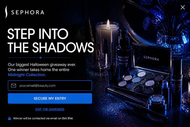 Midnight Noir Fullscreen — popup concept inspired by sephora.com