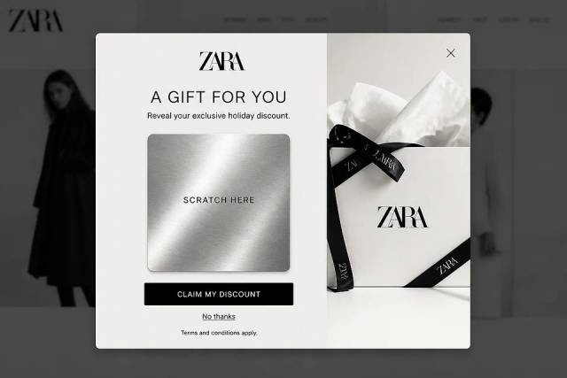 Festive Scratch Card — popup concept inspired by zara.com