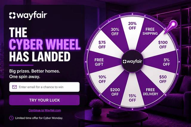 Cyber Night Fullscreen — popup concept inspired by wayfair.com
