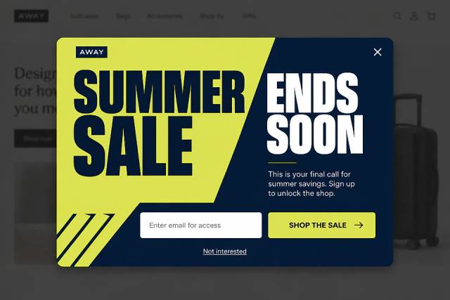 Geometric Urgency — popup concept inspired by away.com