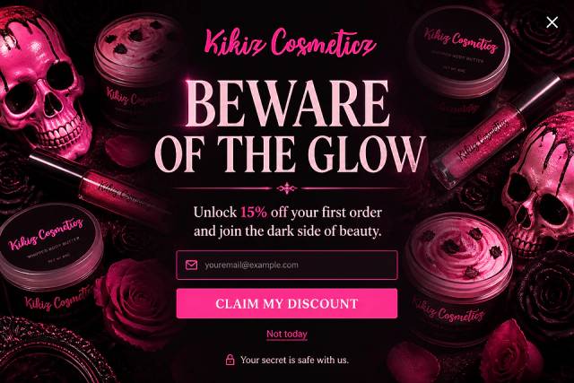The Gothic Gloss — popup concept inspired by kikizcosmeticz.shop