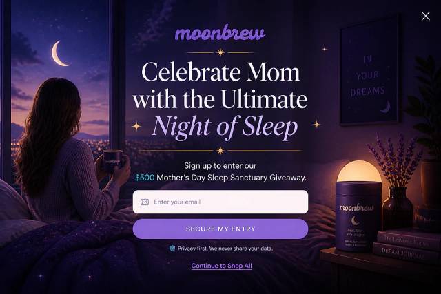 Dreamy Fullscreen Reveal — popup concept inspired by moonbrew.co