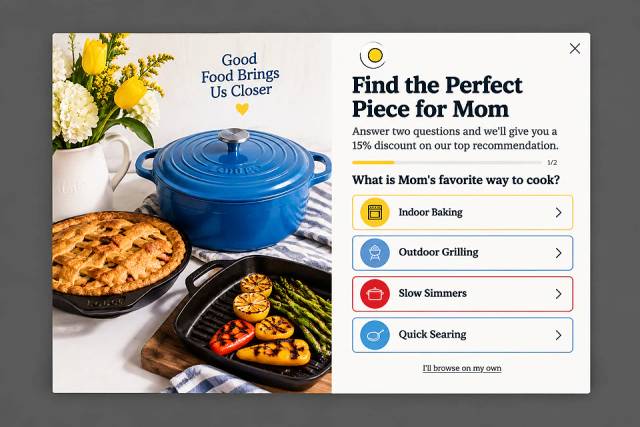 Mom's Cooking Style Quiz — popup concept inspired by lodgecastiron.com