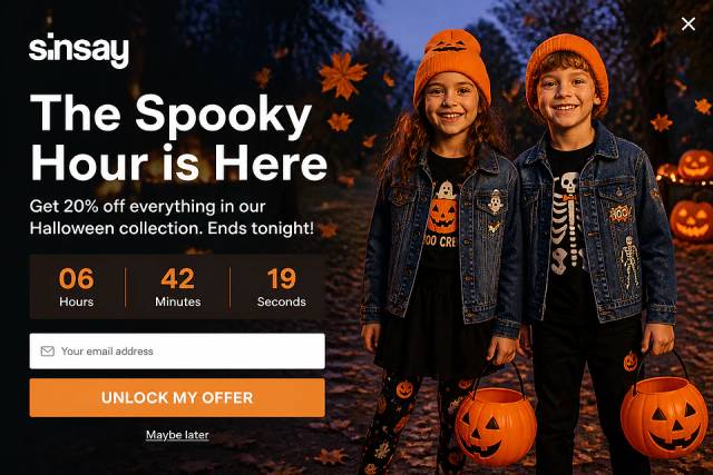 Midnight Midnight Fullscreen — popup concept inspired by sinsay.com